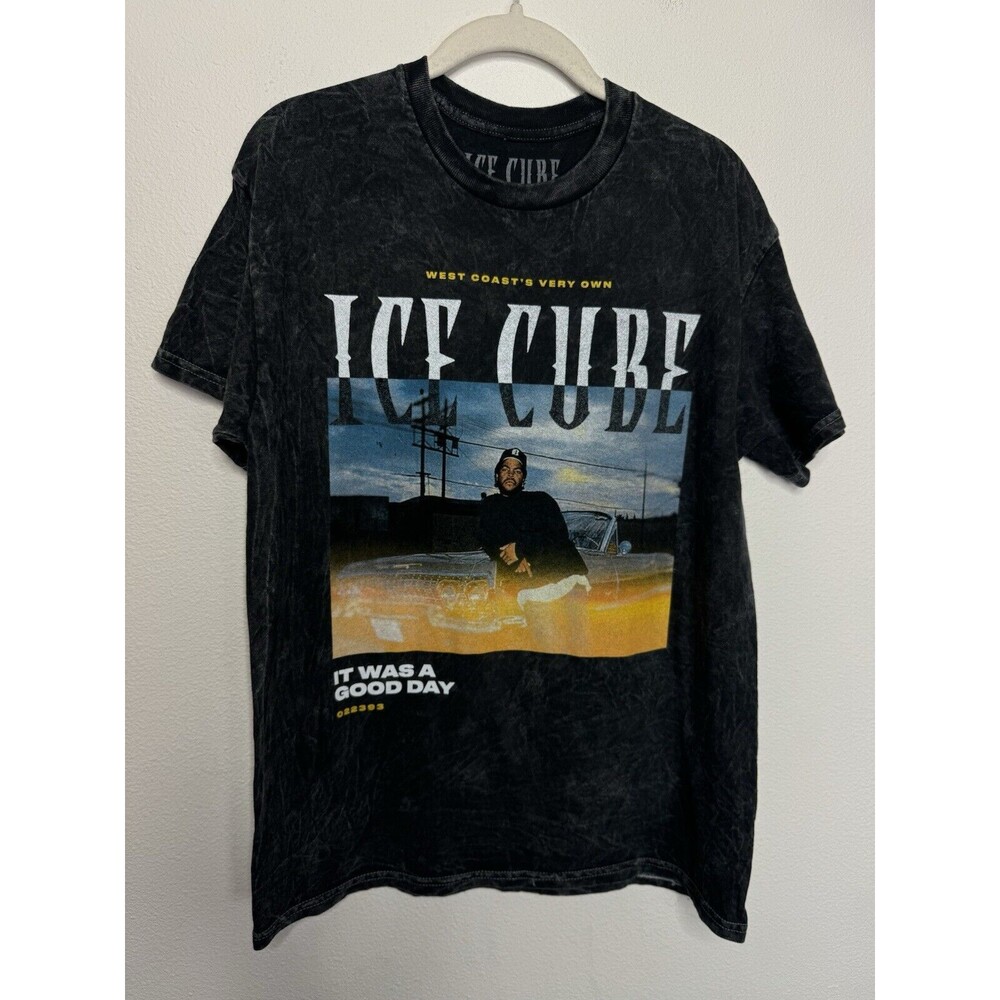 Ice Cube Sz M It Was A Good Day T-Shirt Black Mineral Wash Distressed Cotton